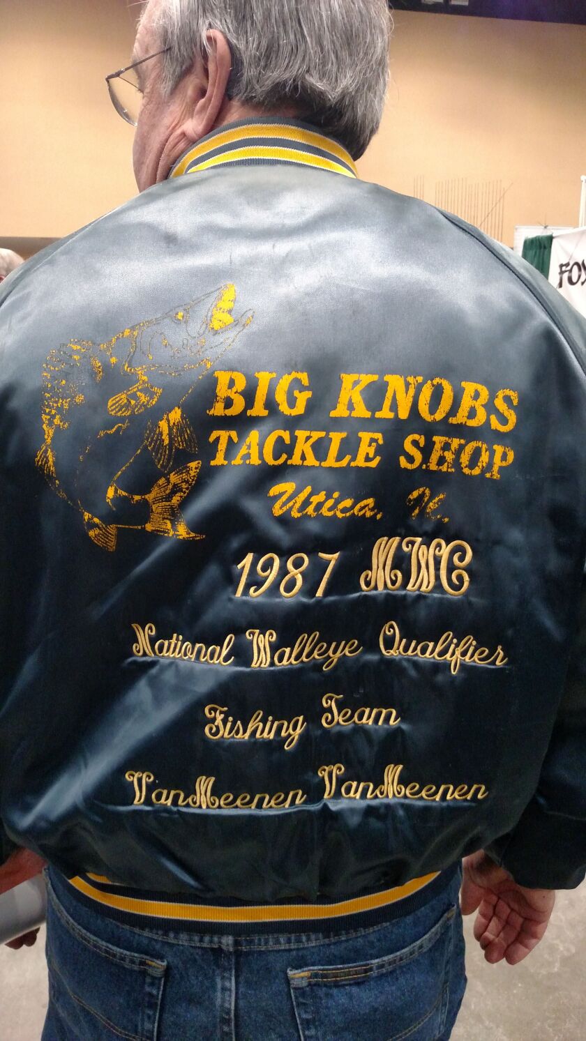 Dennis Van Meenen with a Big Knobs jacket at the Chicagoland Fishing, Travel & Outdoor Expo at the Schaumburg Convention Center..<br>Credit: Dale Bowman